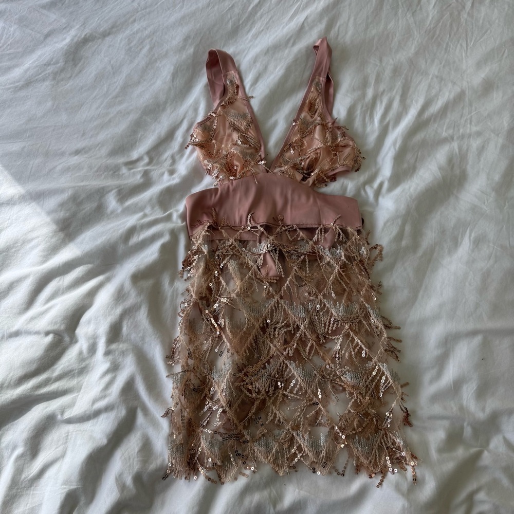 Pink and Gold Flapper Sequin Dress